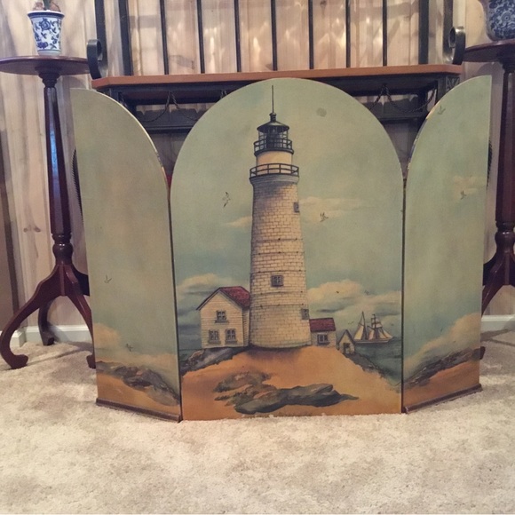 Vintage Antique Wood Fireplaces oil painted Screen - Picture 4 of 9